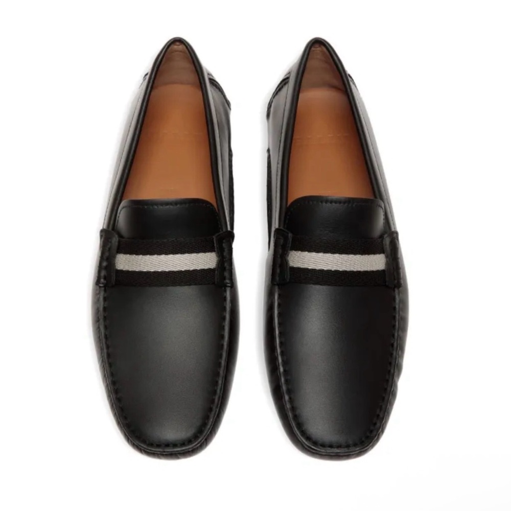 BALLY Waltec Driver Leather Loafers, Size 12, NEW